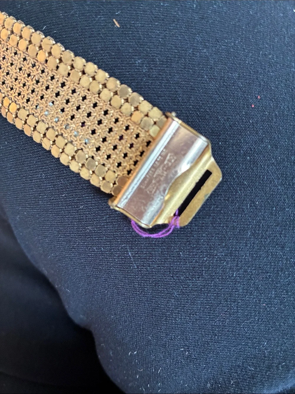 Whiting & Davis Gold Mesh Stretch Belt with Polished Clasp